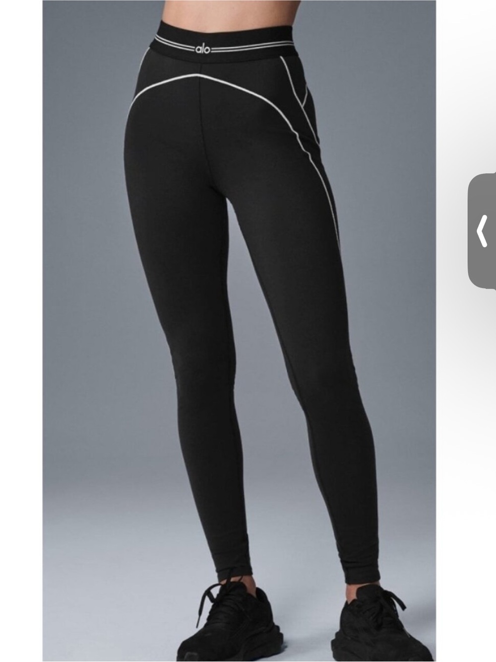 ALO Yoga Black Leggings with White Piping